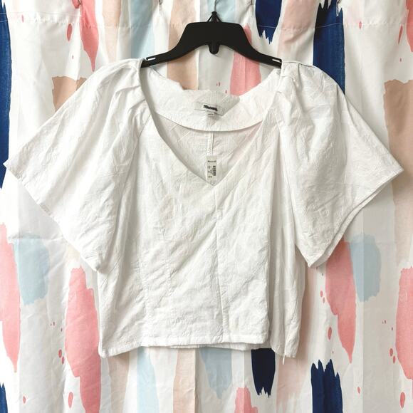 Madewell White McCoy Darted V-Neck Top in Floral Size 10 - Picture 6 of 16